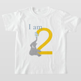 2e Verjaardag Modern Minimaal Grijs Olifant T-shir T-shirt