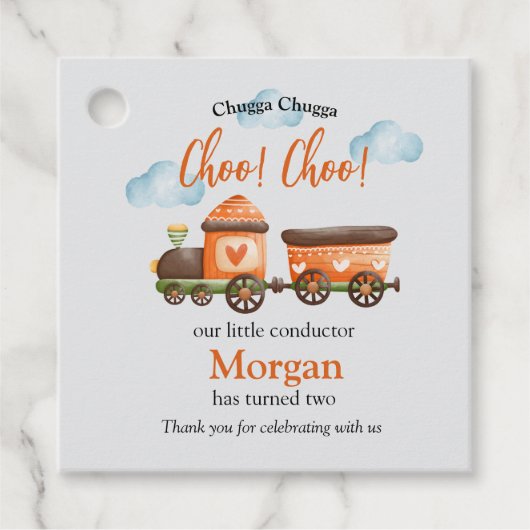 2e Verjaardag Mooie Train Waterverf Party Bedankjes Labels (Voorkant)