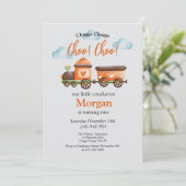 2e Verjaardag Mooie Train Waterverf Party Kaart (Staand voorkant)