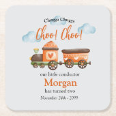 2e Verjaardag Mooie Train Waterverf Party Kartonnen Onderzetters (Voorkant)