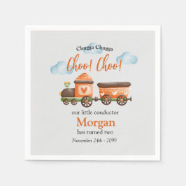 2e Verjaardag Mooie Train Waterverf Party Servet