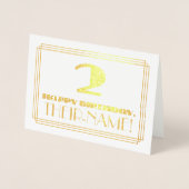 2e verjaardag; naam + artikel deco geïnspireerde l folie kaarten (Voorkant)