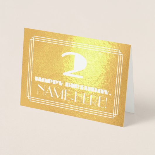 2e verjaardag: Naam + Kunstdeco Geïnspireerde look Folie Kaarten (Voorkant)