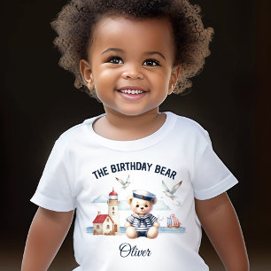 2e verjaardag nautische zeeman Schattige Beer jong Kinder Shirts