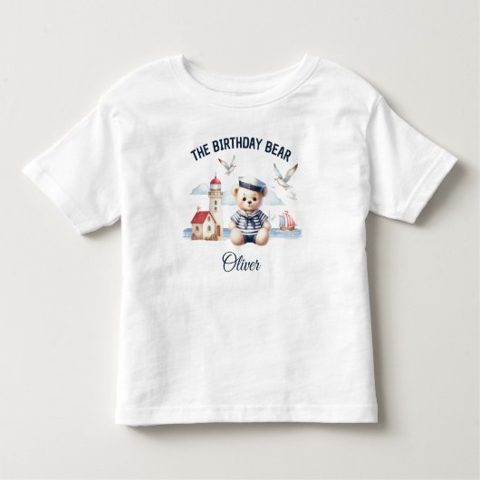 2e verjaardag nautische zeeman Schattige Beer jong Kinder Shirts (Voorkant)