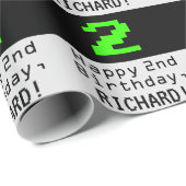 2e verjaardag - Nerdy / Geeky stijl "2" en naam Cadeaupapier (Rol Hoek)