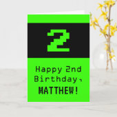 2e verjaardag: Nerdy / Geeky stijl "2" en naam Kaart (Gele Bloem)