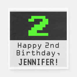 2e verjaardag - Nerdy / Geeky Style "2" en naam Servet