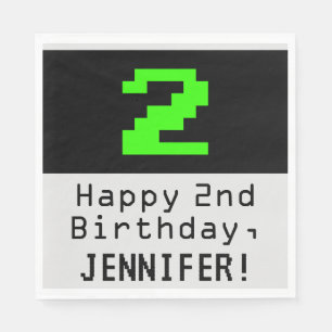 2e verjaardag - Nerdy / Geeky Style "2" en naam Servet