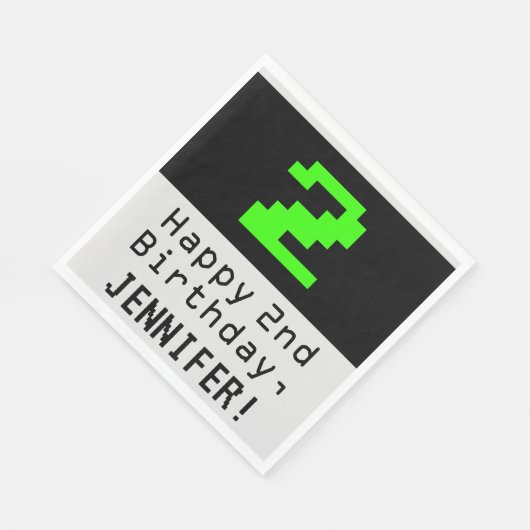2e verjaardag - Nerdy / Geeky Style "2" en naam Servet (Hoek)