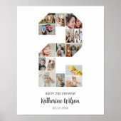 2e Verjaardag Nummer 2 Fotocollage Aangepast Afbee Poster (Voorkant)