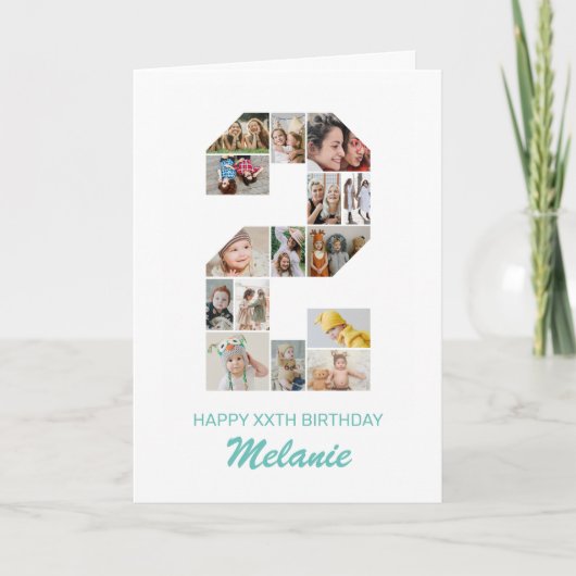2e verjaardag nummer 2 fotocollage gepersonaliseer kaart (Voorkant)