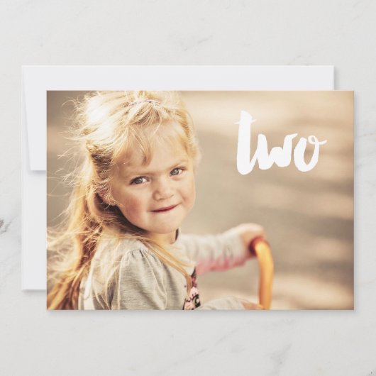 2e verjaardag nummer twee foto overlay uitnodiging (Voorkant)