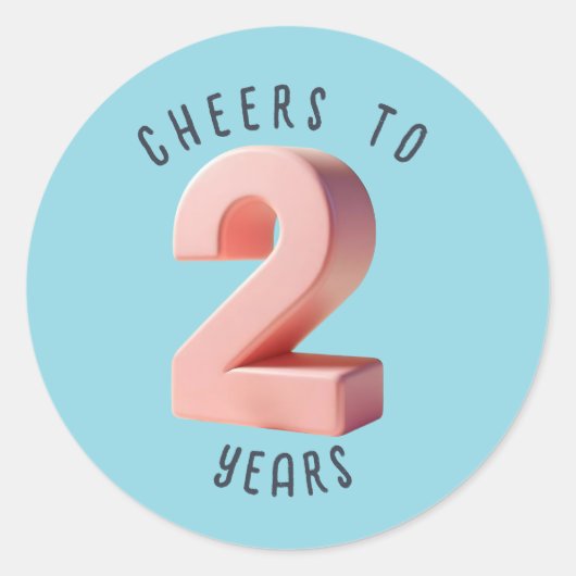2e verjaardag of Jubileum 3D-nummer Mijlpaal Ronde Sticker (Voorkant)