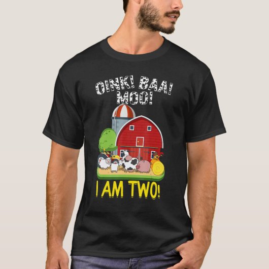 2e verjaardag Oink Baa Moo Ik ben twee boerderijdi T-shirt (Voorkant)