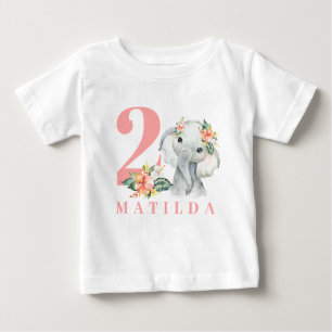 2e verjaardag olifant floral t shirt