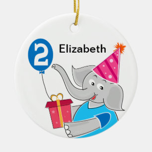 2e verjaardag olifant keramisch ornament