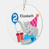 2e verjaardag olifant keramisch ornament (Links)