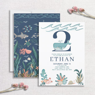 2e verjaardag onder de Zee Waterverf walvis Kaart