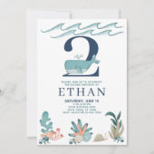 2e verjaardag onder de Zee Waterverf walvis Kaart (Voorkant)