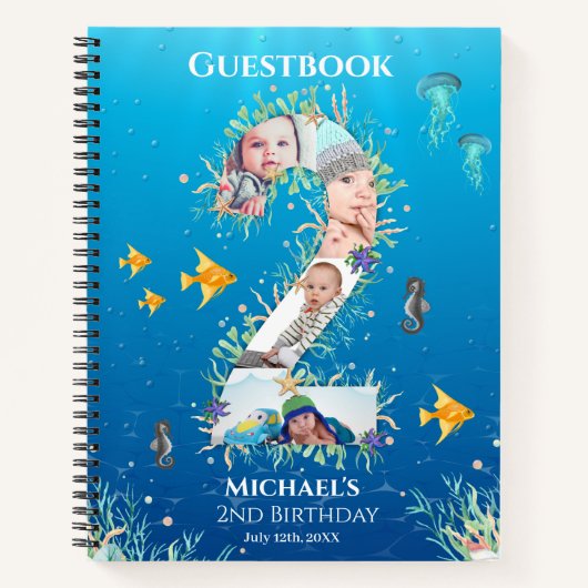 2e verjaardag onder het Zee Foto Guest Book Notitieboek (Voorkant)