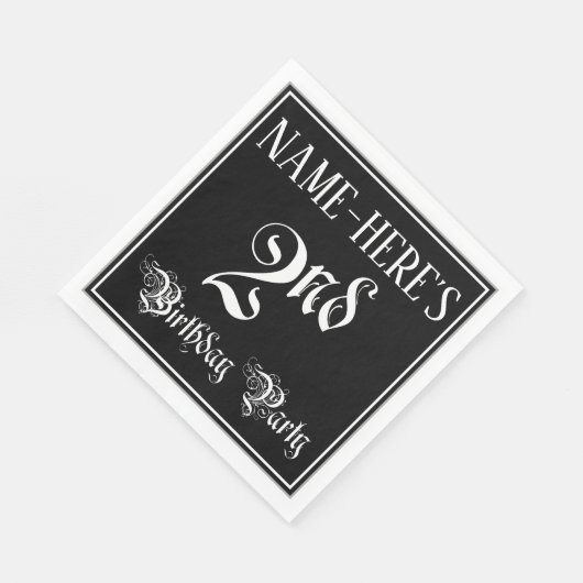 2e verjaardag Partij - Fancy Manuscript + de Naam Servet (Hoek)