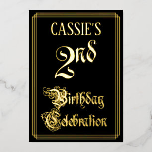 2e verjaardag Partij - Fancy Manuscript & Naam van Folie Uitnodiging