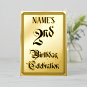 2e verjaardag Partij - Legant Manuscript + Douanen Folie Uitnodiging (Staand Voorkant)