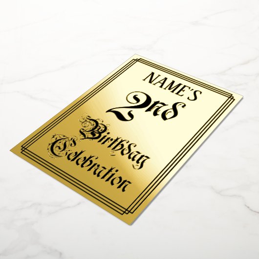 2e verjaardag Partij - Legant Manuscript + Douanen Folie Uitnodiging (Gedraaid)