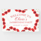 2e Verjaardag Party Poppies Baby Girl Spandoek (Horizontaal)