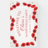 2e Verjaardag Party Poppies Baby Girl Spandoek (Verticaal)