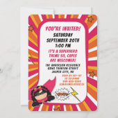 2e verjaardag Party Superhero Pink Comic voor Meis Kaart (Achterkant)