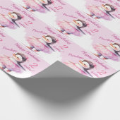 2e verjaardag Penguin Ballerina Pink Cadeaupapier (Hoek)