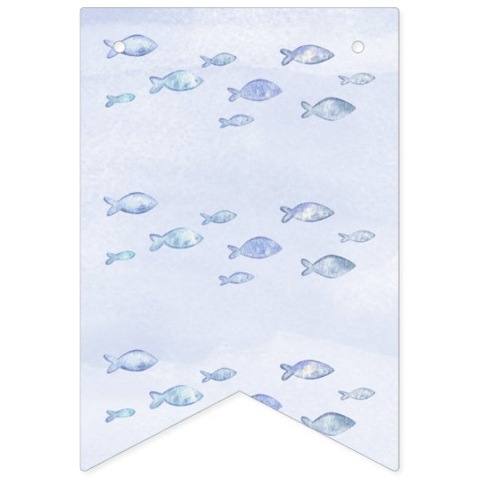 2e Verjaardag Peuter zee Vis Bunting Banner (Eerste vlag)