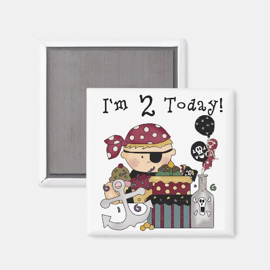 2e verjaardag Pirate Tshirts en geschenken Magneet (Voorkant / Achterkant)