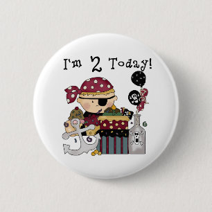 2e verjaardag Pirate Tshirts en geschenken Ronde Button 5,7 Cm