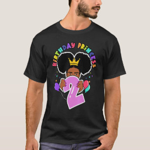 2e verjaardag prinses natuurlijke afro puffs meisj t-shirt