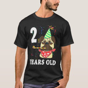 2e verjaardag Puppy Lieve Pug Hond 2 Jaar Oud Fees T-shirt