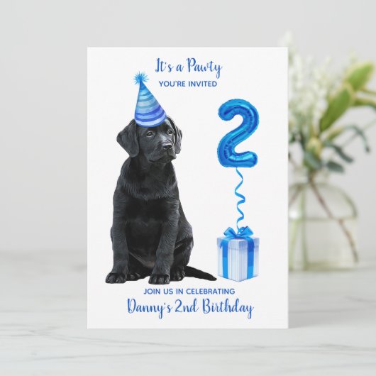 2e verjaardag puppy thema- Schattige Dog Blue Boy  Kaart (Staand voorkant)