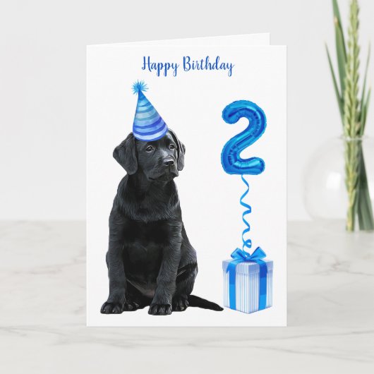 2e verjaardag puppy thema- Schattige Dog Blue Boy  Kaart (Voorkant)