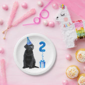 2e verjaardag puppy thema- Schattige Dog Blue Boy  Papieren Bordje (Feest)