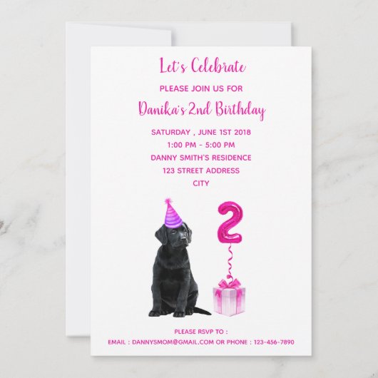 2e verjaardag puppy thema- Schattigee hond roze me Kaart (Achterkant)