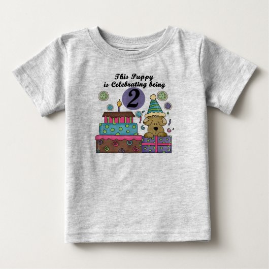 2e Verjaardag Puppy Tshirts en geschenken (Voorkant)