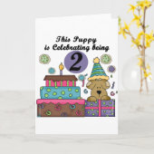 2e Verjaardag Puppy Tshirts en geschenken Kaart (Gele Bloem)
