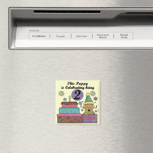 2e Verjaardag Puppy Tshirts en geschenken Magneet (Insitu (Vaatwasser))