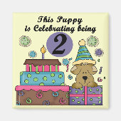 2e Verjaardag Puppy Tshirts en geschenken Magneet (Voorkant)