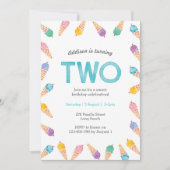 2e verjaardag | Rainbow Ice Cream uitnodiging (Voorkant)