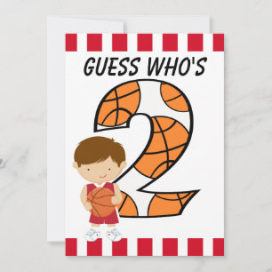 2e verjaardag: Red en White Basketball Player v2 Kaart