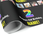 2e Verjaardag: Regenboog "2"; Aangepaste Foto's &  Cadeaupapier (Rol Hoek)