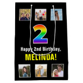 2e verjaardag: Regenboog "2", Aangepaste foto's & Medium Cadeauzakje (Achterkant)